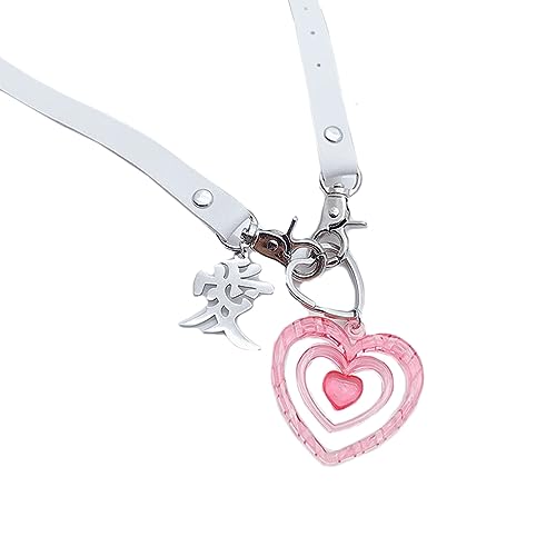 Modetrend Leder Collarbone Kette Temperament Einfacher Kaltes Große Herz Hohl Liebe Herz Flügel Halskette Leder Collarbone Kette Halskette von FOLODA