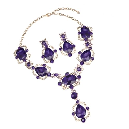 Raffinierte Kristall Halskette Und Ohrringe Schmuck Set Legierung Kristall Halskette Und Ohrring Set Für Mode Stürmerinnen Vintage Juwely von FOLODA