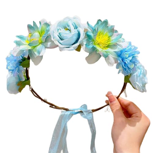 Realistische Blumengirlanden Stirnband Blumenkopfschmuck Blumenkranz Haarband Frauen Hochzeit Party Hairhoop Blumen Hairhoop Für Party von FOLODA