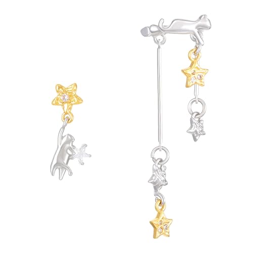 Schöne Sternenkatzen Dangle Ohrclip Tragbares Robuste Legierungsohrringe Dekoration Für Modische Frauen Täglich Benutzen Freizeitkleidung Süße Coole Stile Ohrschmuck von FOLODA