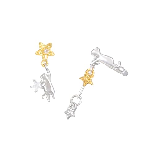 Schöne Sternenkatzen Dangle Ohrclip Tragbares Robuste Legierungsohrringe Dekoration Für Modische Frauen Täglich Benutzen Freizeitkleidung Süße Coole Stile Ohrschmuck von FOLODA