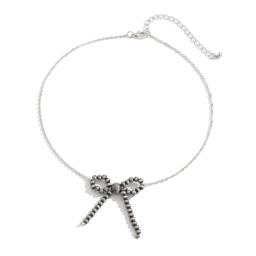 Stylish Perlen Bowknot Anhänger Halskette Armband Set Für Frauen Verstellbare Länge Geeignet Für Verschiedene Halsgrößen Bogenknoten Anhänger Halskette von FOLODA