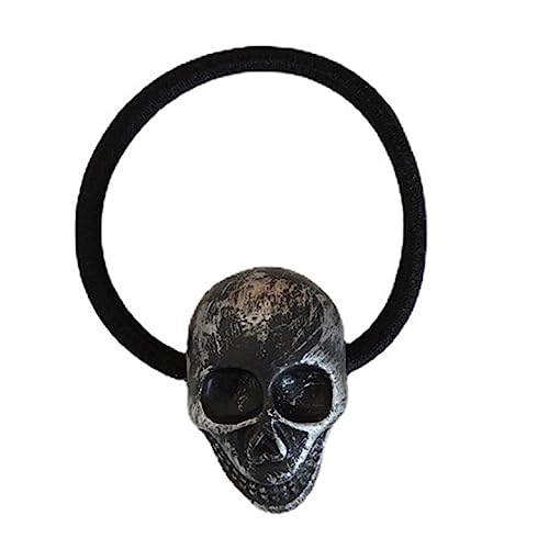 Teenager Mädchen Haarband Elastisches Haarseil Totenkopf Kopf Haargummi Pferdeschwanzhalter Für Frauen Gothic Haar Accessoire Party Kopfbedeckung Haar Accessoires Für Frauen von FOLODA