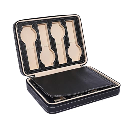 Tragbare 2/4/8 Gitter Reise Uhr Wächterbox PU Leder Reißverschluss Aufbewahrungs Case Uhr Organisator Reise Case Aufbewahrungsbehälter Organizer Für Männer Frauen Frauen von FOLODA