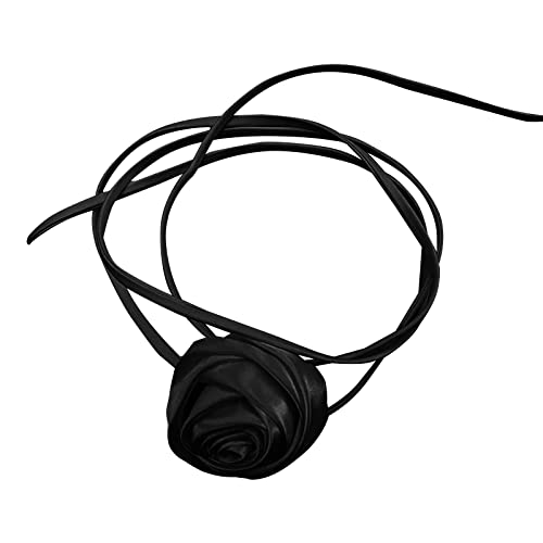 Übertriebene Goth Big Rose Blumen Schlüsselblätter Kette Halskette Für Frauen Romantische Blumenschluckschluckkette Halskette Party Schmuck Geschenk Schnüre Up Choker von FOLODA
