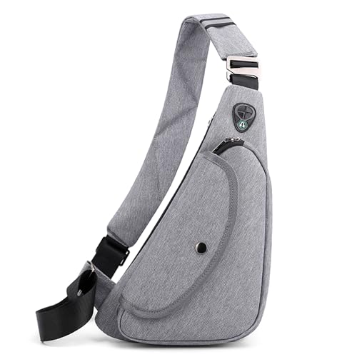 FOLOVEYA Brusttasche Herren Umhängetasche Klein Schultertasche Sling Bag Chest Bag Leichte Sling Rucksack für Sport Radfahren Reisen Wasserdicht Polyester Crossbody Pack Grau von FOLOVEYA