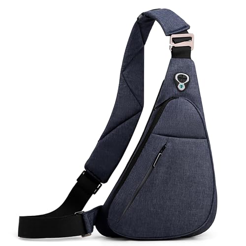 FOLOVEYA Brusttasche Herren Umhängetasche Klein Schultertasche Sling Bag Crossbody bag Leichte Sling Rucksack für Sport Radfahren Reisen Wasserdicht Polyester Chest Bag Linke Schulter Blau von FOLOVEYA