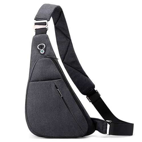 FOLOVEYA Brusttasche Herren Umhängetasche Klein Schultertasche Sling Bag Crossbody bag Leichte Sling Rucksack für Sport Radfahren Reisen Wasserdicht Polyester Chest Bag Rechte Schulter Schwarz von FOLOVEYA