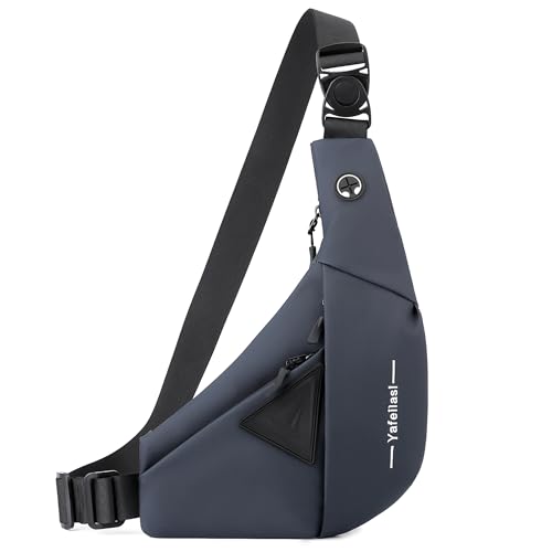 FOLOVEYA Brusttasche Herren Umhängetasche Klein Sling Bag Schultertasche Leichte Crossbody Bag für Sport Radfahren Reisen Wasserdicht Polyester Sling Rucksack Blaue Linke Schulter von FOLOVEYA