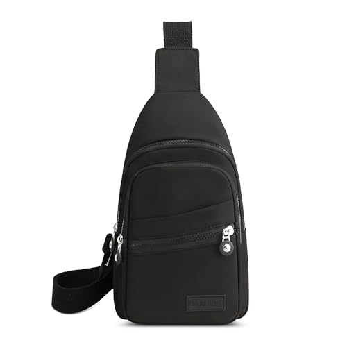 FOLOVEYA Brusttasche für Damen Stylisch Umhängetasche Crossbody Bag Casual Sling Bag Anti-Diebstahl Schulterrucksack Klein Rucksack Polyester für Reisen Wandern Laufen Schwarz FOLOVEYA Brusttasche für Damen Stylisch Umhängetasche Crossbody Bag Casual Sling Bag Anti-Diebstahl Schulterrucksack Klein Rucksack Polyester für Reisen Wandern Laufen Schwarz von FOLOVEYA