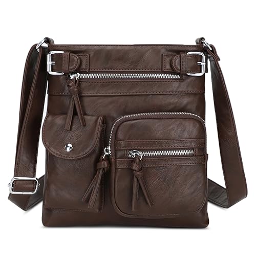 FOLOVEYA Damen Umhängetasche Leichte Mehrzwecktasche wasserdichte Tasche Mehrere Fächer Für Arbeit Schule Einkaufen Reisen Leder PU Braun C FOLOVEYA Damen Umhängetasche Leichte Mehrzwecktasche wasserdichte Tasche Mehrere Fächer Für Arbeit Schule Einkaufen Reisen Leder PU Braun C von FOLOVEYA