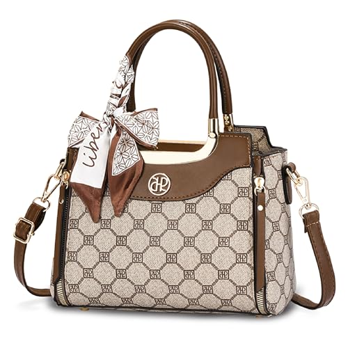 FOLOVEYA Handtasche Damen Elegant Henkeltaschen Schultertasche Leder PU Frauen Umhängetasche mit Retro Geometric Pattern Modische Taschen für Büro Arbeit Shopping Kaffee A FOLOVEYA Handtasche Damen Elegant Henkeltaschen Schultertasche Leder PU Frauen Umhängetasche mit Retro Geometric Pattern Modische Taschen für Büro Arbeit Shopping Kaffee A von FOLOVEYA