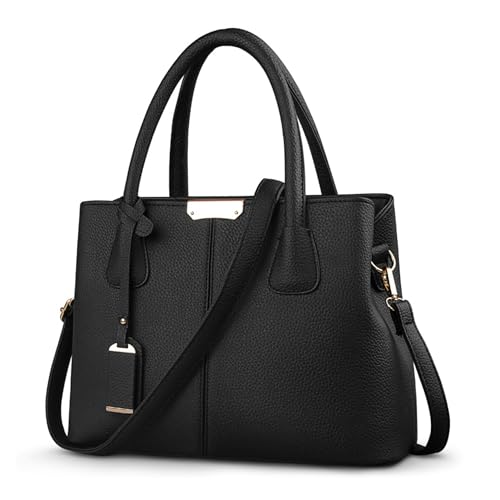 FOLOVEYA Mode Damen Handtasche Schönsten Frauen Henkeltaschen Elegant Top-Griff Taschen Shopper Umhängetasche PU Leder Schultertasche für Arbeiten Reisen Dating Schwarz von FOLOVEYA