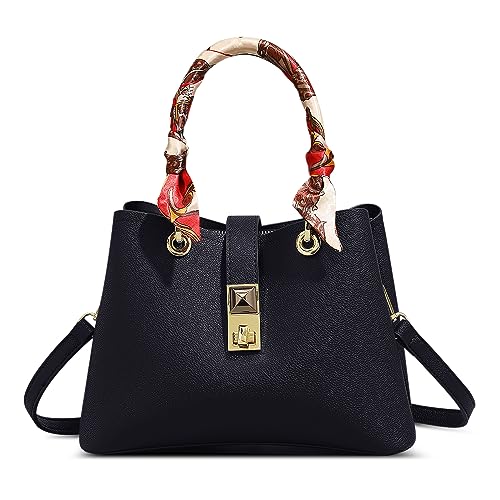 FOLOVEYA Mode Damen Handtasche Shopper Umhängetasche Frauen Schultertasche Elegant Henkeltaschen Casual Top-Griff Taschen für Arbeiten Reisen Schule Wasserdicht PU Leder Tote Bag Blau von FOLOVEYA