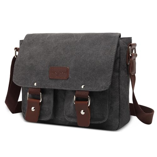 FOLOVEYA Retro Umhängetasche Herren Schultertasche Segeltuch Kuriertasche für 12.9 Zoll Tablette Canvas Messenger Bag Reise Arbeit Geschäft Multi-Tasche Aktentasche Grau FOLOVEYA Retro Umhängetasche Herren Schultertasche Segeltuch Kuriertasche für 12.9 Zoll Tablette Canvas Messenger Bag Reise Arbeit Geschäft Multi-Tasche Aktentasche Grau von FOLOVEYA