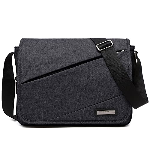 FOLOVEYA Umhängetasche Herren 13 Zoll Laptop Tasche Männer Schultertasche Kuriertasche Multi-Tasche Aktentasche für Arbeit Schule Reise Uni Wasserdicht Polyester Messenger Bag Schwarz von FOLOVEYA