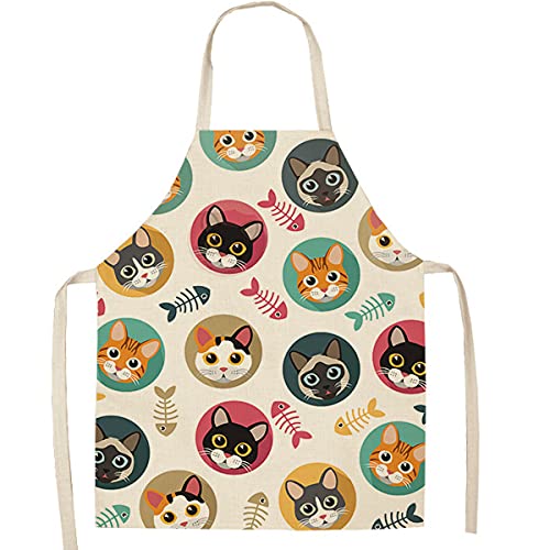 FOMAISELF Leinen Kind Kochschürze-Niedliche Katze Muster Kinderschürze,Sohn Tochter Schürzen zum Kochen Backen Malerei Party von FOMAISELF