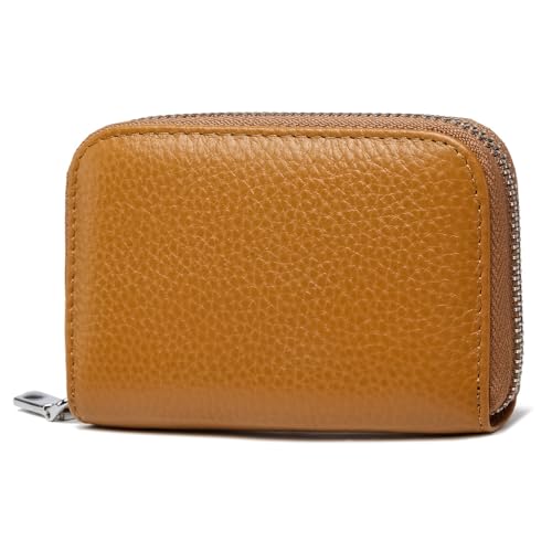 FOMAX Kreditkartenetui aus Echtleder für 20 Karten, Damen und Herren Kartenetui aus echtem Leder mit leichtgängigem Reißverschluss, Elegantes Design von FOMAX