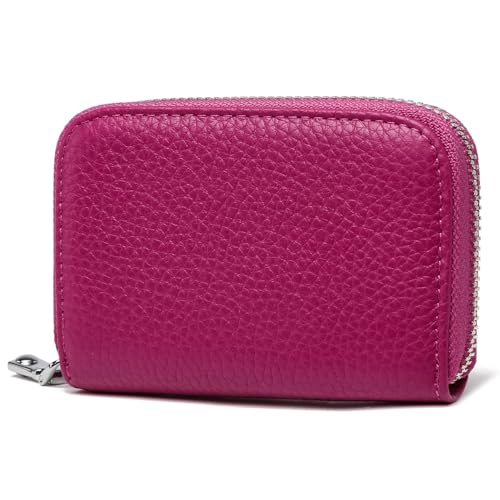 FOMAX Kreditkartenetui aus Echtleder für 20 Karten, Damen und Herren Kartenetui aus echtem Leder mit leichtgängigem Reißverschluss, Elegantes Design von FOMAX