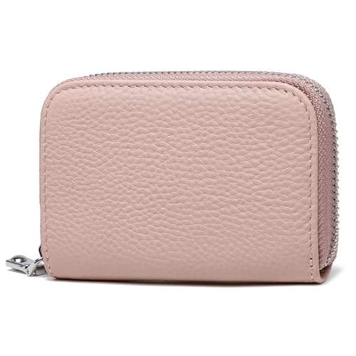 FOMAX Kreditkartenetui aus Echtleder für 20 Karten, Damen und Herren Kartenetui aus echtem Leder mit leichtgängigem Reißverschluss, Elegantes Design von FOMAX