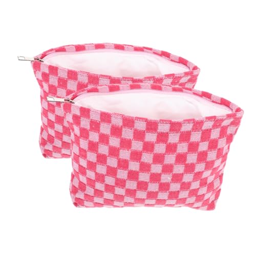 FOMIYES Eleganter Make-up-Organizer Mit Schachbrettmuster – 2 Reisetaschen Mit Reißverschlusstasche Und Tampontasche Für Frauen von FOMIYES