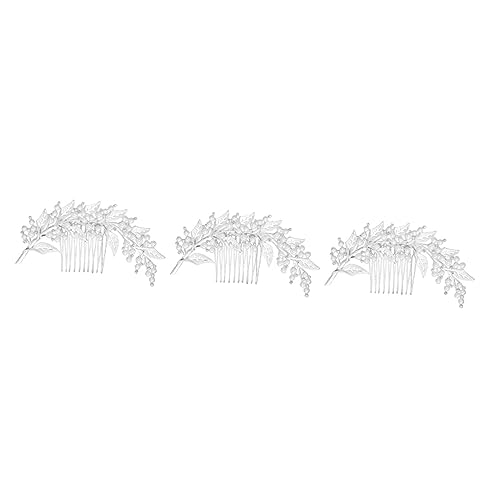 FOMIYES 3 Stk Kamm Hochzeit Kopfschmuck Blumen-haarspangen Seitenkämme Für Hochzeitshaare Makramee-dekor Haarschmuck Für Die Hochzeit Haarbrosche Hochzeit Goldrand Legierung Roségold Braut von FOMIYES