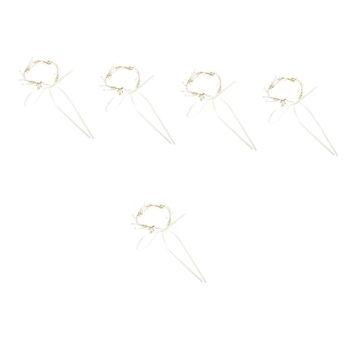 FOMIYES 5st Braut Blumen Haarband Hochzeitskopfschmuck Für Die Braut Perlenstirnbänder Für Frauen Perlenhaarrebe Goldene Stirnbänder Für Frauen Damen Zubehör Schleife Hochzeitskleid von FOMIYES