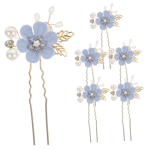 FOMIYES Strass-blume U-förmige Haarnadel 6 Stück Brauthaar Hochzeitshaar-accessoires Für Frauen Blumen-haarnadel Für Brautjungfern von FOMIYES