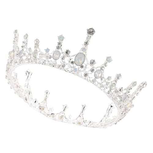 Barocke Brauthaar Accessoires Runde Krone Krone Damenkleid Damenkleid Damenkleidung Krone Strasssteine Tiara Hochzeitsgastkleid Brautkrone Haarschmuck Silber FOMIYES von FOMIYES