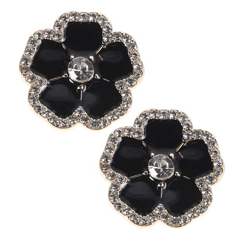 FOMIYES 1 Paar Blumendiamantmanschettenknöpfe Strass-manschettenknöpfe Förmliche Manschettenknöpfe Für Herren Blumenknopfabdeckungen Schwarz Strasssteine von FOMIYES