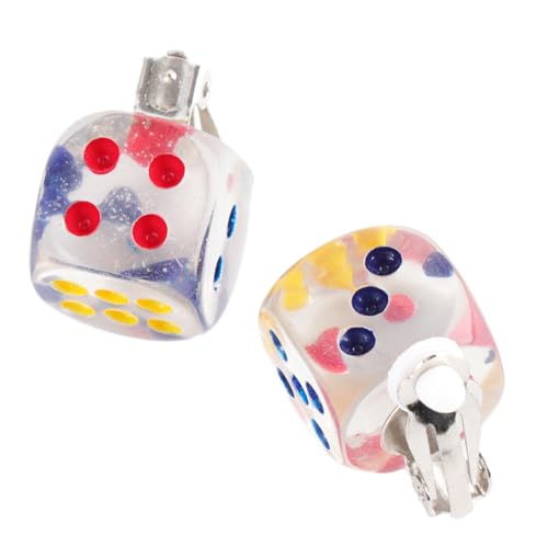 FOMIYES 1 Paar Cartoon Würfel -ohrclip Ohrringe Würfel Ohr Würfel-ohrring Würfel Zubehör Würfel-ohrclip Colorful von FOMIYES