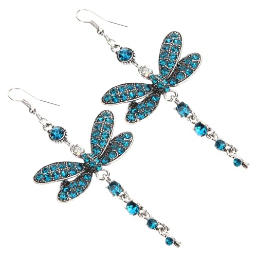 FOMIYES 1 Paar Damen Ohrhänger mit Drachenflügel Design Funkelnde Rhinestone Ohrringe für Frauen Leichte Statement Ohrringe für Partys und Alltag Blau von FOMIYES