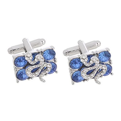 FOMIYES 1 Paar Diamant-Manschettenknöpfe Hochzeit Mann Gold Trauzeugen für Männer Gedrehter Manschettenknopf Hemdmanschette Manschettenknöpfe herren Manschettenlinks Legierung Strass Blau von FOMIYES