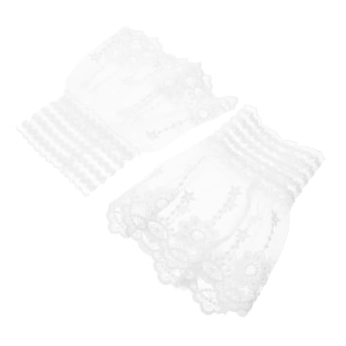 FOMIYES Mehrlagige Stretchmanschetten Mit Spitze Und Blumenmuster Abnehmbare Spitzenmanschettenärmel Für Frauen Und Mädchen Elegante Weiße Schmuckhandschuhe Für Hochzeit Geburtstag Party u von FOMIYES