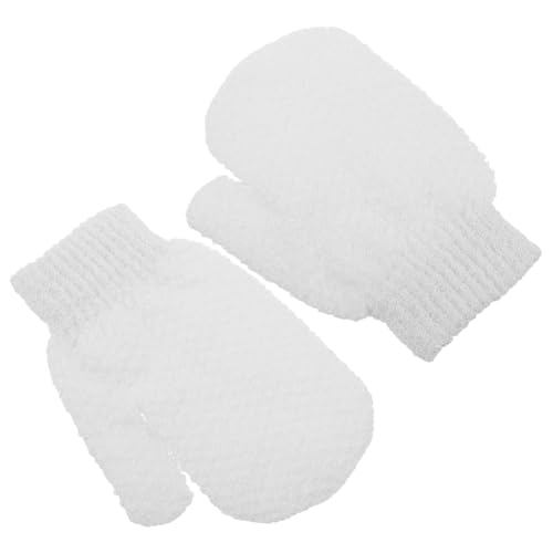 FOMIYES 1 Paar Handschuhe schrubben Peeling-Handtuch aus Luffa waschbare Duschhandschuhe Badhandschuhe Peeling-Handtuch für den Körper Peeling-Badehandschuhe Peeling-Waschlappen Stoff Weiß von FOMIYES