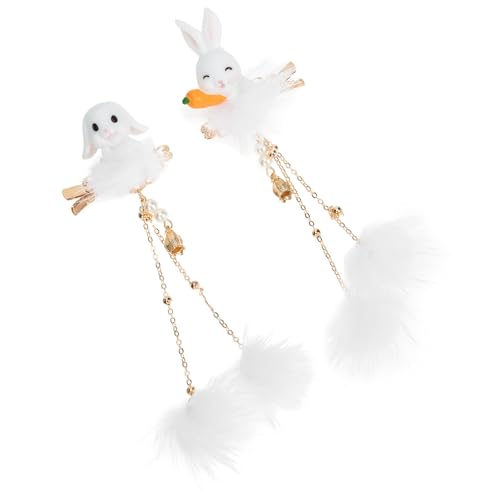 FOMIYES Kaninchen Quaste Haarspange Plüsch Ball Clip Kopfschmuck Chinesischen Stil Retro Frisur von FOMIYES