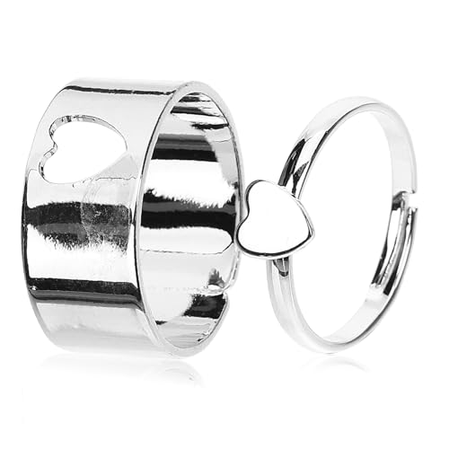 FOMIYES 1 Paar Herzring für Frauen Verstellbarer Offener Ring Ästhetisches für Silberner Herzring Perfektes für Freunde von FOMIYES