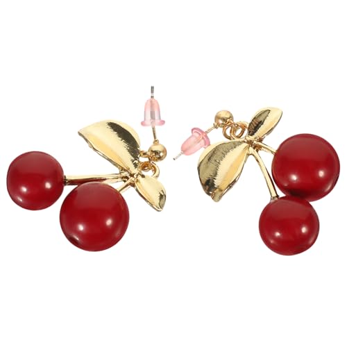 FOMIYES 1 Paar Kirschförmige Ohrstecker Silber mit Schleifen Design Ohrringe für Damen Geschenkidee zu Anlässen Wie Valentinstag Muttertag und Weihnachten von FOMIYES