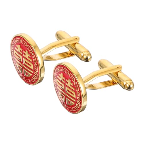 FOMIYES 1 Paar Manschettenknöpfe im Chinesischen Goldene Doppelte Cufflinks für Trauzeugen für Festliche Anlässe Feiern von FOMIYES