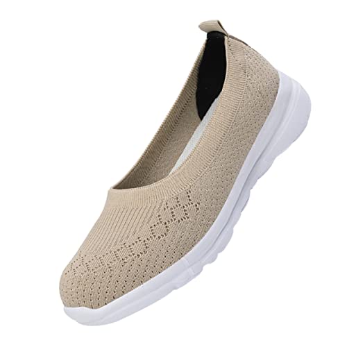 FOMIYES 1 Paar Mesh Wanderschuhe Weiß schmucklos Damenschuhe Schuhe für Frauen gehen Sneaker Damen Arbeitshandschuhe Sportschuhe gewebte Wanderschuhe Sohle: md Khaki von FOMIYES