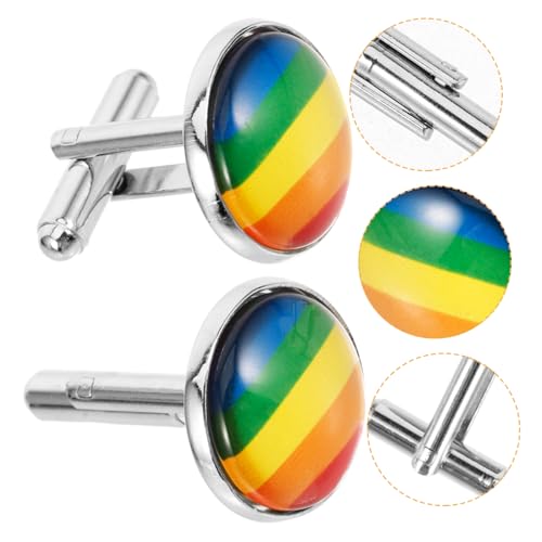FOMIYES 1 Paar Regenbogen-manschettenknöpfe Arm Für Männer Smoking Männer Shirt Ihn Ärmel Manschettenknöpfe Herren Coole Manschettenknöpfe Anzug Schmuck Zinklegierung von FOMIYES