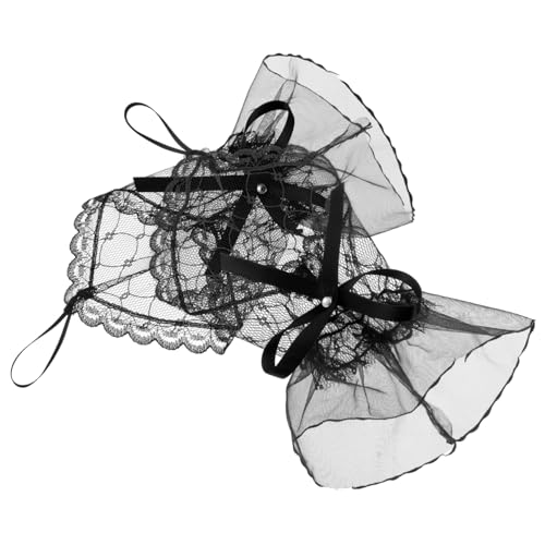 FOMIYES 1 Paar Spitzenhandschuhe Süße Handschuhe Spitzenmanschette Hochzeitshandschuhe durchsichtige Handschuhe Rüschenhandschuhe Hochzeitsmanschette Lolita-Accessoires Mesh-Ärmel Schwarz von FOMIYES
