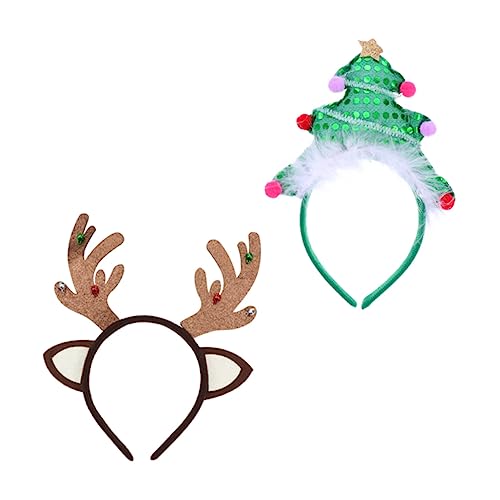 FOMIYES 1 Satz 2 Stk Stirnband Weihnachtsbaum Hut Weihnachtsbaum Haarbänder Weihnachtskopfschmuck Weihnachtskopf Bopper Haargummi Männer Und Frauen Plastik Weihnachtsutensilien Weihnachten von FOMIYES