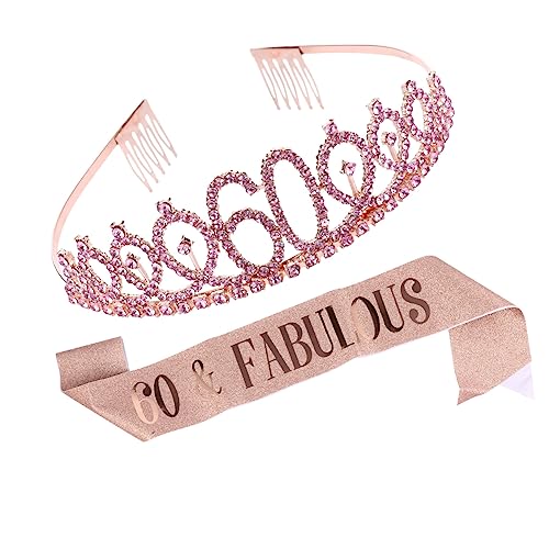FOMIYES 2-teiliges Geburtstagskronen-schärpen-set Für Frauen Geburtstagsparty-zubehör Kristall-haarkamm-gürtel Party-gastgeschenke von FOMIYES
