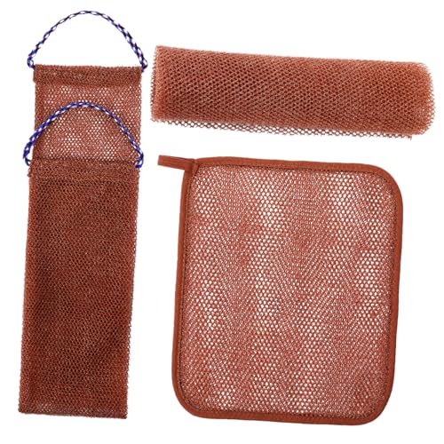 FOMIYES 1 Satz Badetuch Pads Rückenreiniger Gesichtsdampfer Einflößen Für Schrubben Entferner Wiederverwendbar Kordelzug Luffa Zurückwaschen Netz Rückenhandtuch Glühen Körper Nylon Brown von FOMIYES