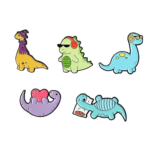 FOMIYES 1 Satz Bunte Dinosaurier Brosche Cartoon Anstecknadel Legierung Multifunktional Für Kleidung Hüte Und Taschen Niedliches Design Mit Feinen Details Und Lebendigen Farben 5 Stück von FOMIYES