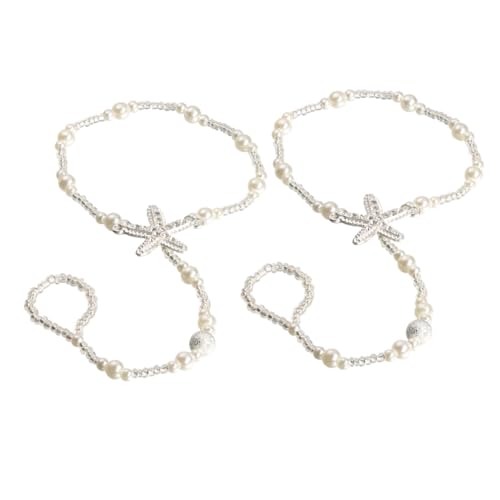 FOMIYES 1 Satz Elastische Fußkette Mit Perlen Und Strass Für Hochzeiten Strand Und Partys Dekorative Knöchelketten Für Frauen Als Für Freundinnen Und Familie 2 Stück von FOMIYES