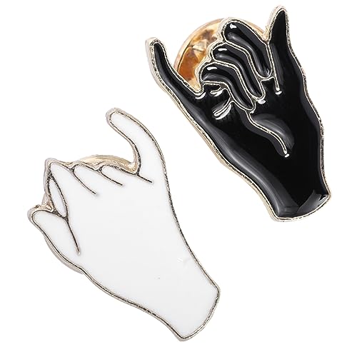 FOMIYES 1 Satz Hand Hand Broschen Anstecknadel Für Kleidung Schwarze Weiße Farbvarianten Für Freunde Perfektes Kleidungsaccessoire Für Besondere Anlässe 2 Stück von FOMIYES