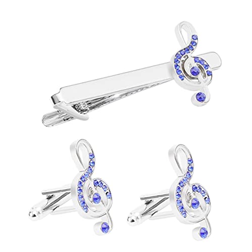 FOMIYES 1 Satz Herren Krawattenklammer und Manschettenknöpfe mit Strass Musiknote Elegantes Accessoire für Business Anzüge für Weihnachten Geburtstage und Besondere Anlässe von FOMIYES