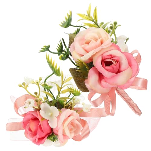 FOMIYES 1 Satz Hochzeits Corsage Set mit Handgelenk Ansteckblume Teiliges Set Kunstblumen für Brautjungfern Hochzeiten Partys und Besondere Anlässe Strapazierfähig und Elegant von FOMIYES